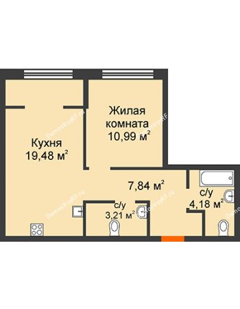 2 комнатная квартира 45,7 м² в ЖК Колумб, дом Сальвадор ГП-4