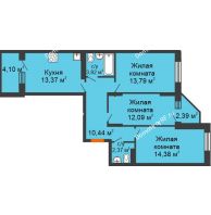 3 комнатная квартира 73,5 м² в ЖК Московский, дом дом 1 - планировка
