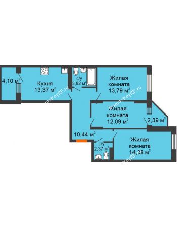 3 комнатная квартира 73,5 м² в ЖК Московский, дом дом 1