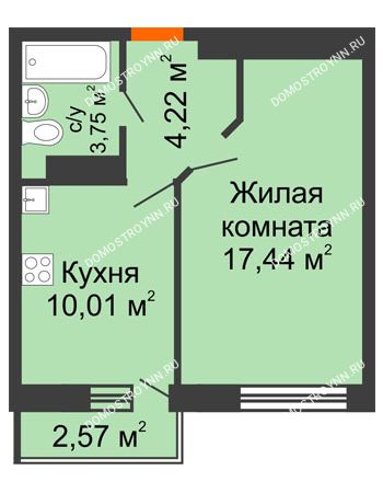 1 комнатная квартира 36,19 м² - ЖК Зеленый берег Life