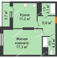 1 комнатная квартира 45,5 м², ЖК Космолет - планировка