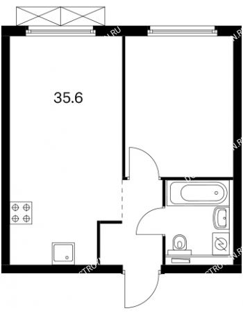 1 комнатная квартира 35,6 м² в ЖК Савин парк, дом корпус 6