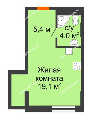 Студия 28,5 м² - Комплекс апартаментов KM TOWER PLAZA (КМ ТАУЭР ПЛАЗА)