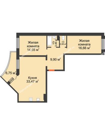 2 комнатная квартира 83,5 м² в Семейный квартал Достояние, дом Литер 1