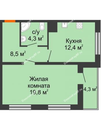 1 комнатная квартира 47,2 м² - ЖК Дом на Кирова