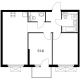 2 комнатная квартира 51,6 м² в ЖК Савин парк, дом корпус 6 - планировка