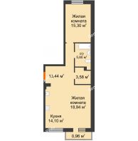 2 комнатная квартира 72,12 м² в ЖК Норма, дом № 2 - планировка
