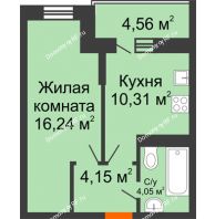 1 комнатная квартира 37,03 м² в ЖК Россинский парк, дом Литер 1 - планировка