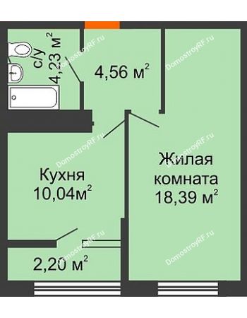 1 комнатная квартира 38,36 м² в ЖК Сердце, дом 1