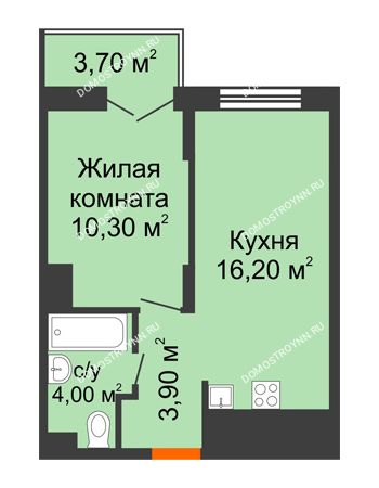 1 комнатная квартира 36,25 м² в ЖК КМ Анкудиновский Парк, дом № 16
