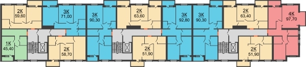 Планировка 2 этажа в доме 1 этап в ЖК На Высоте