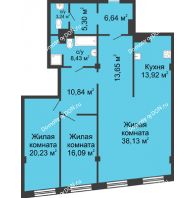 3 комнатная квартира 136,47 м², ЖК Гранд Панорама - планировка