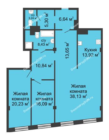 3 комнатная квартира 136,47 м² - ЖК Гранд Панорама