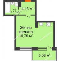 Студия 37,17 м² в ЖК Гвардейский 3.0, дом Секция 1 - планировка