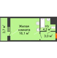 Студия 27 м², ЖК Космолет - планировка