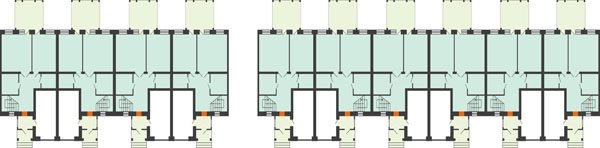 Планировка 1 этажа в доме таунхаус 208,6 м2 в КП Зазеркалье