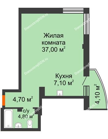 1 комнатная квартира 54,8 м² - ЖК Южная Башня