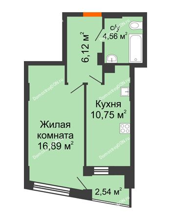 1 комнатная квартира 39,24 м² в ЖК Рубин, дом Литер 3