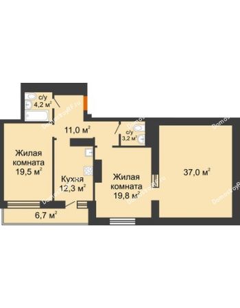 2 комнатная квартира 113,7 м² в ЖК GRAFF HOUSE (ЖК ГРАФ ХАУС), дом Секция 1А