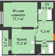 1 комнатная квартира 45,9 м², ЖК Космолет - планировка