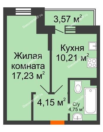 1 комнатная квартира 37,41 м² в ЖК Россинский парк, дом Литер 2