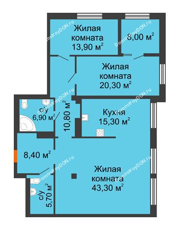 3 комнатная квартира 128,6 м² - ЖК Богатяновский