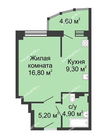 1 комнатная квартира 40,4 м² в ЖК Мега, дом № 2