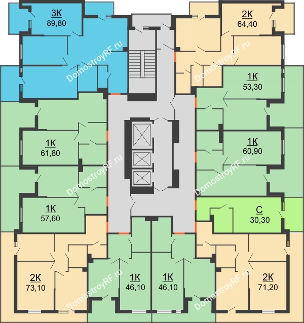 Планировка 2 этажа в доме Литер 3 в ЖК Квартет