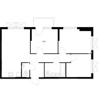 3 комнатная квартира 68,9 м² в ЖК Савин парк, дом корпус 8 - планировка