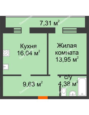 1 комнатная квартира 47,66 м² в Микрорайон Дон, дом ул.Генерала Круковского,д.5