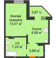 Студия 35,33 м² в ЖК Московский, дом № 1 - планировка