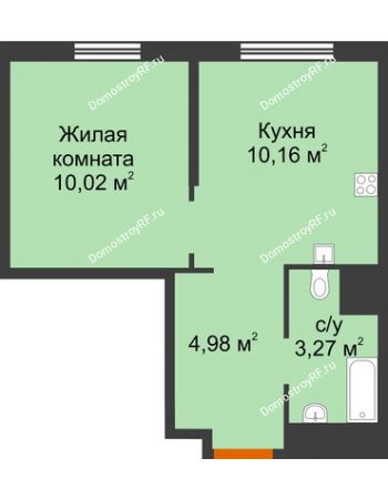 1 комнатная квартира 28,43 м² в ЖК Сердце Сибири, дом № 76, квартал Геологов (ГП-2)