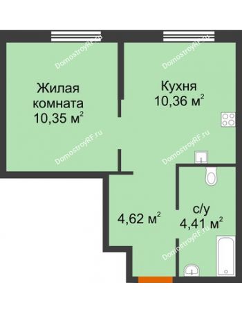 1 комнатная квартира 29,74 м² в ЖК Сердце Сибири, дом № 76, квартал Геологов (ГП-2)