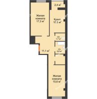 2 комнатная квартира 64 м² в ЖК На Ватутина, дом ГП 1.1,1.2,1.3 - планировка