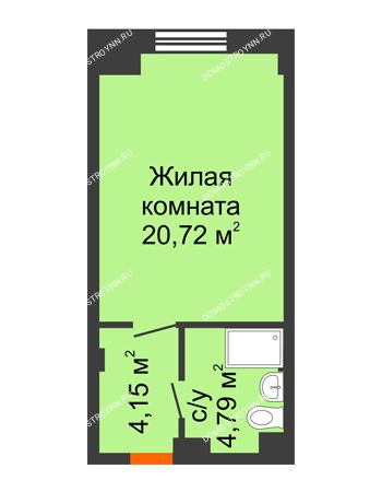 Студия 29,66 м² - Апартаменты Бирюза в Гордеевке