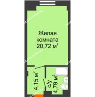 Апартаменты-студия 29,66 м², Апарт-Отель Гордеевка - планировка