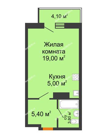 Студия 34,43 м² в ЖК Сокол на Оганова, дом Литер 6