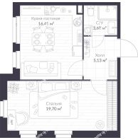 1 комнатная квартира 45 м² в ЖК Veren Next Шуваловский, дом 9 - планировка