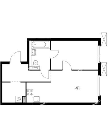 1 комнатная квартира 41 м² в ЖК Савин парк, дом корпус 6