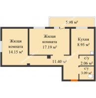 2 комнатная квартира 58,2 м², ЖД Хлевное - планировка