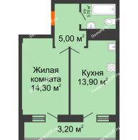 1 комнатная квартира 40,1 м², ЖК Клубный дом на Мечникова - планировка