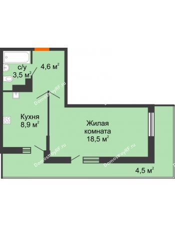 1 комнатная квартира 40 м² - ЖК Акварели-3