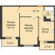 2 комнатная квартира 50,7 м² в ЖК Акварели-2, дом Литер 4 - планировка
