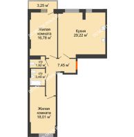 2 комнатная квартира 78,5 м², ЖК Орбита - планировка