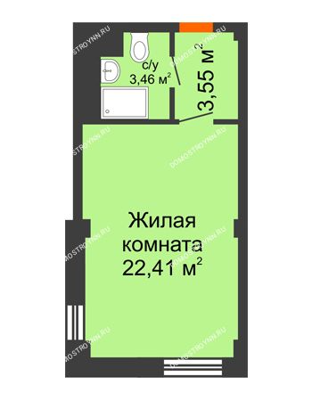 Студия 29,42 м² - Апартаменты Бирюза в Гордеевке