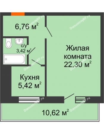 1 комнатная квартира 40 м² в ЖК Боярский двор, дом 2 очередь