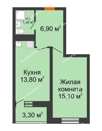 1 комнатная квартира 41,1 м² в ЖК Звезда Столицы, дом Литер 5