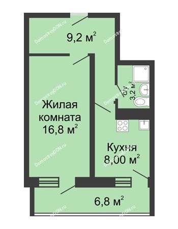 1 комнатная квартира 40,8 м² в ЖК Звезда Столицы, дом Литер 1
