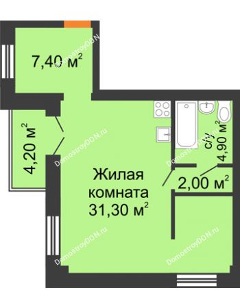 Студия 47,7 м² - ЖК Дом на 18-й Линии, 3