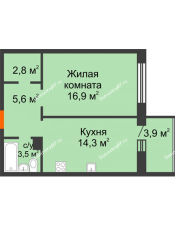 1 комнатная квартира 47 м² в ЖК Острова, дом 4 этап (второе пятно застройки)